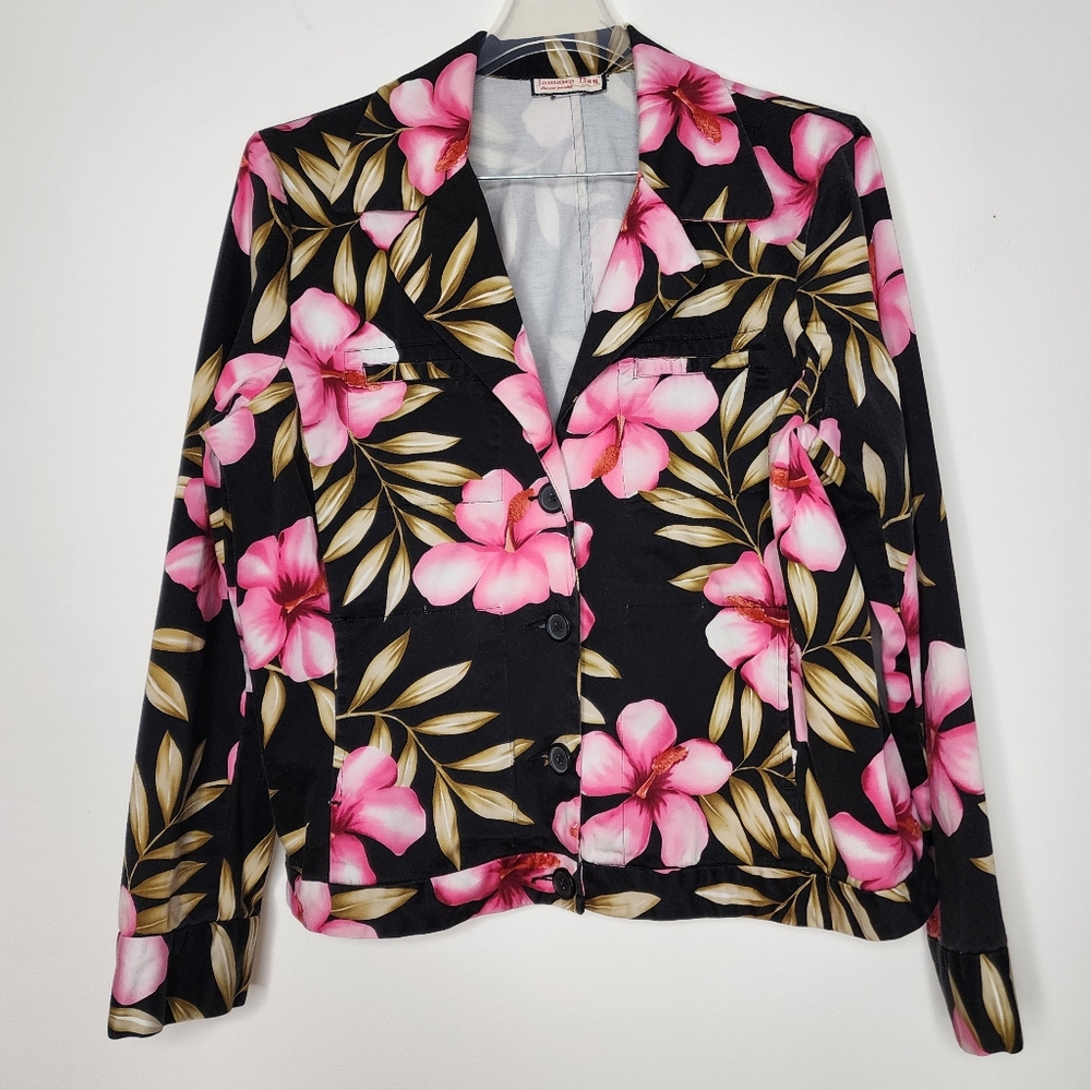 Vintage Jamaica Bay floral tropical blazer jacket XL